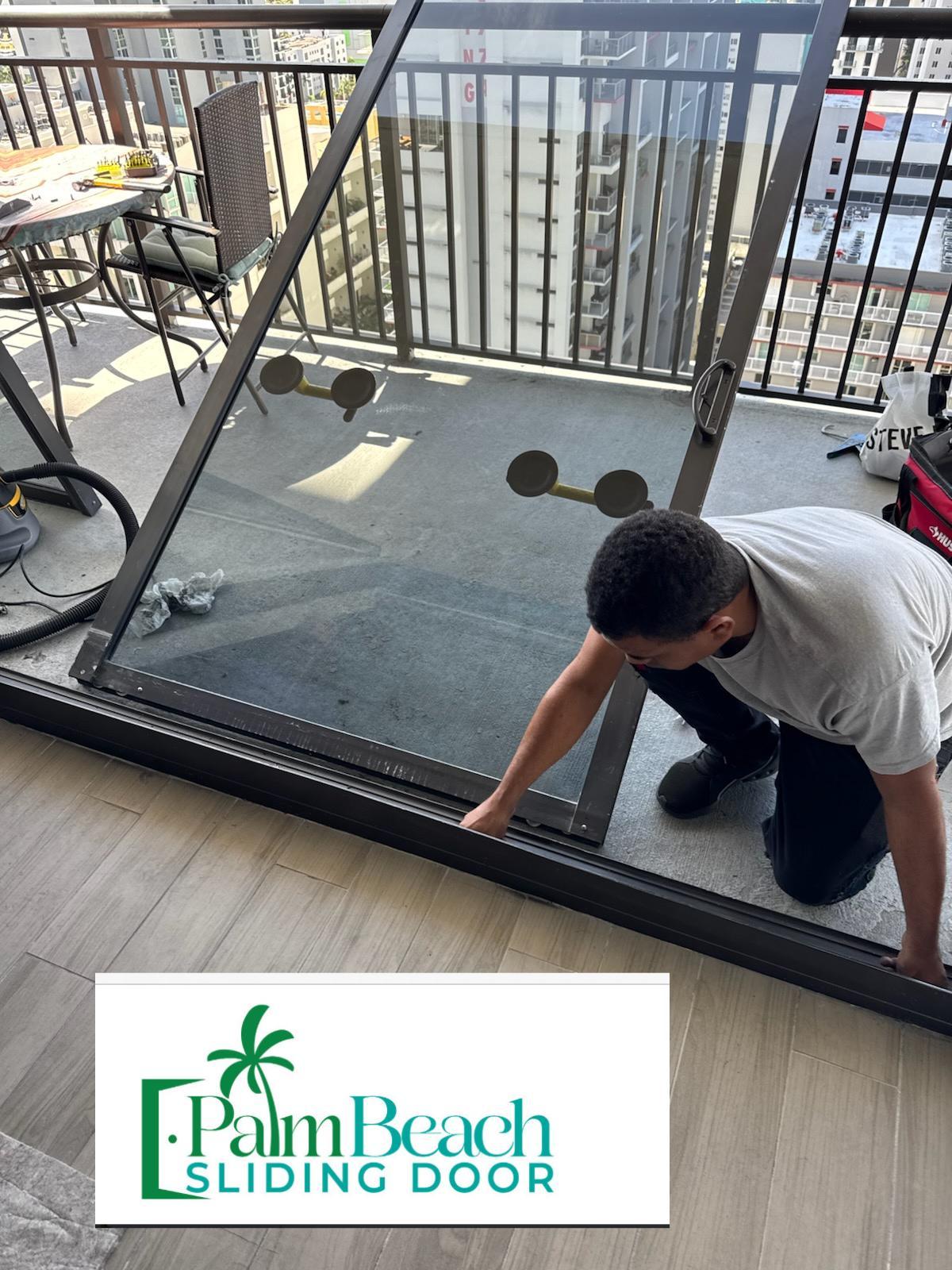 Modern sliding glass doors opening to patio
