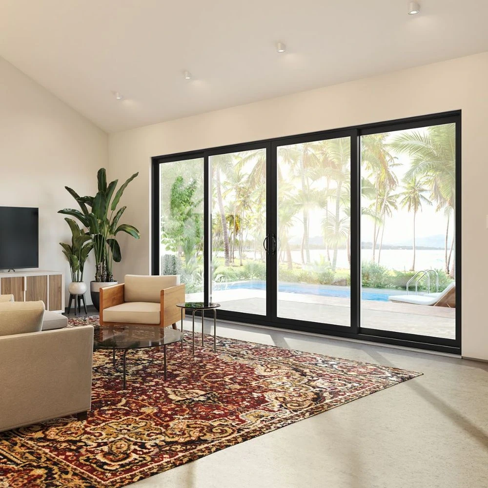 Sliding Glass Door Replacement - West Palm Beach Door Repair Services Before and after sliding glass door replacement showing old damaged door transformed into modern energy-efficient sliding patio glass doors